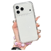 iPhone 17 Pro Max Glitter Shockproof Hybrid Case with Wrist Strap - Transparent