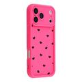 iPhone 17 Pro Max Heart Pattern Shockproof TPU Case with Raised Edges - Hot Pink