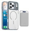 iPhone 17 Pro Max MagSafe Case with Card Holder - Grey / Transparent