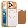 iPhone 17 Pro Max MagSafe Case with Card Holder - Orange / Transparent