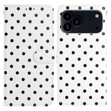 iPhone 17 Pro Max Polka Dot Pattern Wallet Case - White