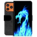 iPhone 17 Pro Max Premium Wallet Case - Blue Fire Dragon