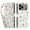 iPhone 17 Pro Max Rhombic Floral Wallet Case - Roses