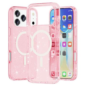iPhone 17 Pro Max Stylish Glitter Series Hybrid Case - MagSafe Compatible - Pink