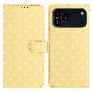 iPhone 17 Pro Polka Dot Pattern Wallet Case - Yellow