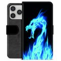 iPhone 17 Pro Premium Wallet Case - Blue Fire Dragon