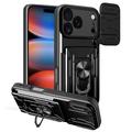 iPhone 17 Pro Rotary Ring Hybrid Case with Camera Shield - Black