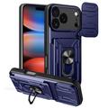 iPhone 17 Pro Rotary Ring Hybrid Case with Camera Shield - Blue