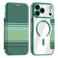 iPhone 17 Pro Stylish Magnetic Flip Case with RFID Card Slots - Blackish Green