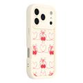 iPhone 17 Pro Stylish Shockproof TPU Case with Raised Edges - White / Bow-Tied Cherries