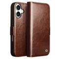 iPhone 17 Qialino Classic Wallet Leather Case - Dark Brown