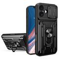iPhone 17 Rotary Ring Hybrid Case with Camera Shield - Black