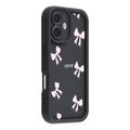 iPhone 17 Stylish Shockproof TPU Case with Raised Edges - Black / Bow