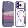 iPhone 18 Pro Max Stylish Magnetic Flip Case with RFID Card Slots - Purple