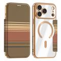iPhone 18 Pro Stylish Magnetic Flip Case with RFID Card Slots - Brown