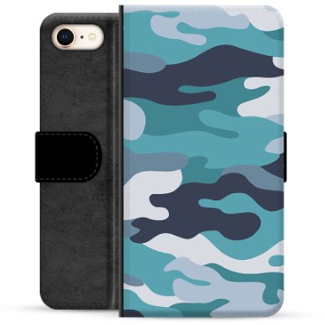 iPhone 7/8/SE (2020)/SE (2022) Premium Wallet Case - Blue Camouflage