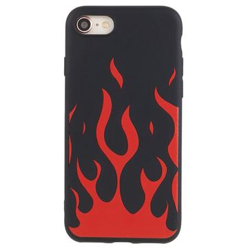iPhone 7/8/SE (2020)/SE (2022) Silicone Case with Flames - Black