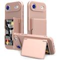 iPhone Air Hybrid Case with Hidden Mirror & Card Slot - Pink