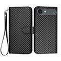 iPhone Air Premium Wallet Case with Strap - Carbon Fiber Texture