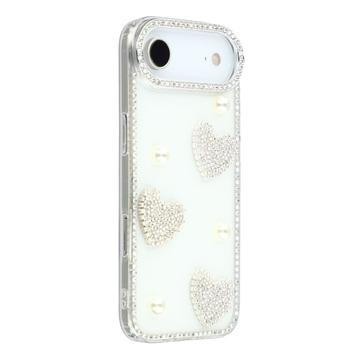 iPhone Air Sparkling Love and Pearl Hybrid Case - White
