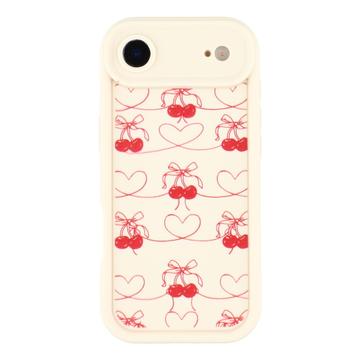 iPhone Air Stylish Shockproof TPU Case with Raised Edges - White / Bow-Tied Cherries
