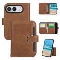 iPhone Duo Wallet Case with 8 Card Slots and Wrist Strap - Brown
