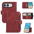 iPhone Duo Wallet Case with 8 Card Slots and Wrist Strap - Red