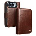 iPhone Fold Qialino Classic Wallet Leather Case - Dark Brown