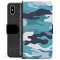 iPhone X / iPhone XS Premium Wallet Case - Blue Camouflage