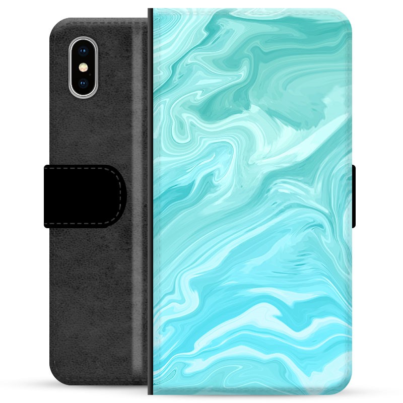 iPhone X / iPhone XS Premium Wallet Case Blue Marble
