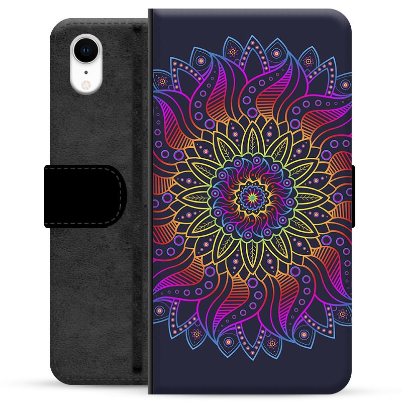 iPhone XR Premium Wallet Case Colorful Mandala