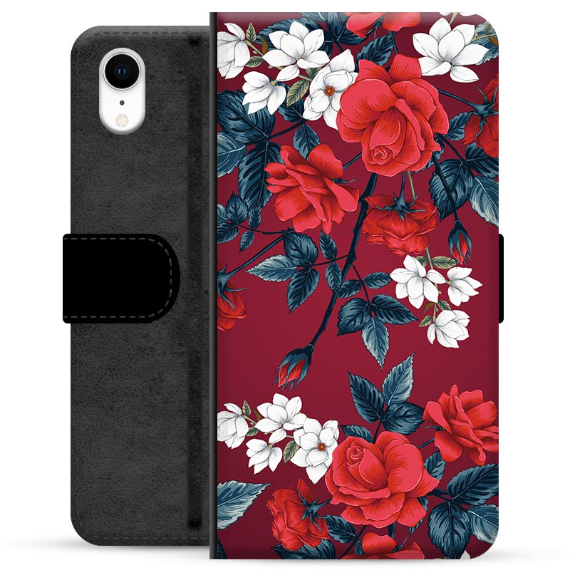 iPhone XR Premium Wallet Case Vintage Flowers