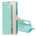 Lace Pattern Samsung Galaxy S20 Wallet Case with Stand Feature - Green
