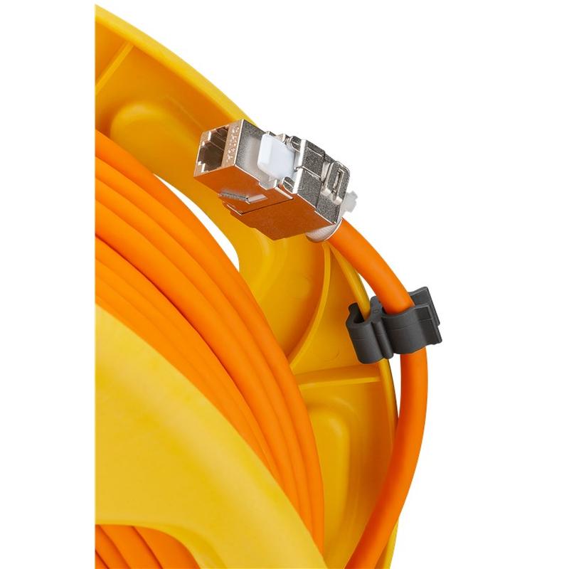 Goobay RJ45 CAT 7A Network Cable Reel with Network Tester 90m Orange