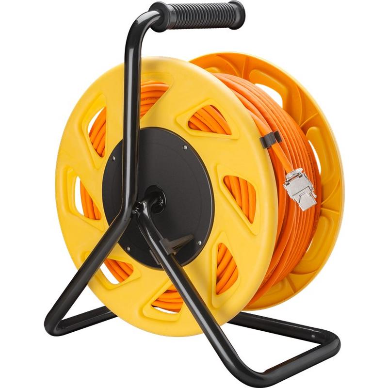 Goobay RJ45 CAT 7A Network Cable Reel with Network Tester 90m Orange