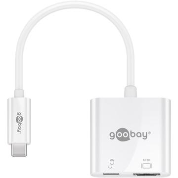 Goobay USB-C to HDMI 2.0 / USB-C PD Adapter Cable - White