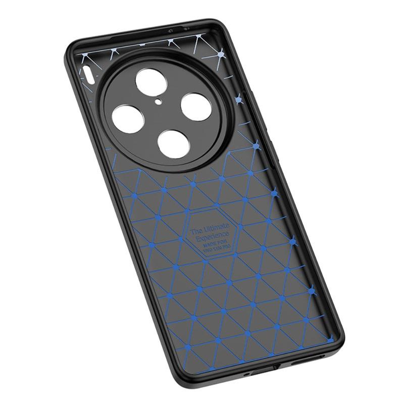 Custodia Per Vivo X100 Pro In Fibra Di Carbonio E Pelle Texture, Cover Sottile Antiurto 360° Con Motivo Antiscivolo, Bumper Case Morbida