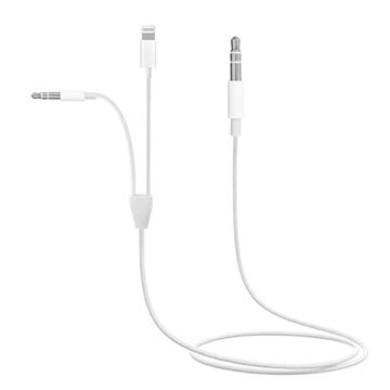 2 in 1 3.5mm AUX Audio Cable - iOS, Android - White
