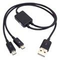 2 in 1 USB / Dual MicroUSB Cable - Black