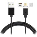 3-in-1 Magnetic Cable - Lightning, MicroUSB, Type-C - Black