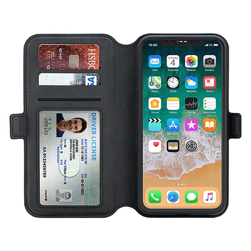 3Sixt NeoWallet 2in1 iPhone XS Max Leather Case Black