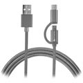 4smarts ComboCord Fabric MicroUSB & Type-C Cable - 2m - Grey