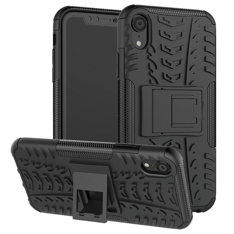 iPhone XR AntiSlip Hybrid Case with Kickstand Black