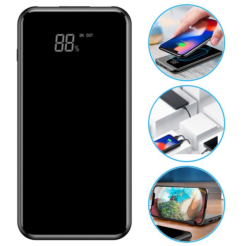 Baseus Bracket 2xusb Power Bank Wireless Charger 8000mah Black