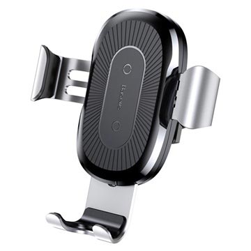 Baseus Gravity Air Vent Car Holder / Qi Wireless Charger - Silver