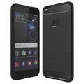 Huawei P10 Lite Brushed TPU Case - Carbon Fiber - Black