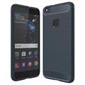 Huawei P10 Lite Brushed TPU Case - Carbon Fiber - Dark Blue
