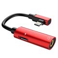 Hoco LS19 2-in-1 Type-C / 3.5mm Audio & Charging Adapter - Red