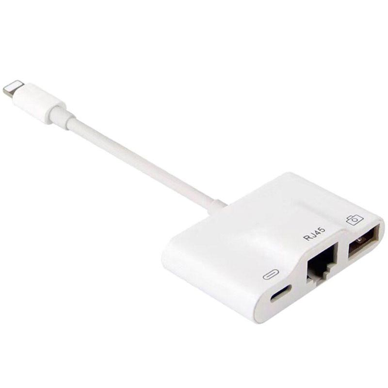 3in1 Lightning to RJ 45 Network Adapter with USB & Lightning Port