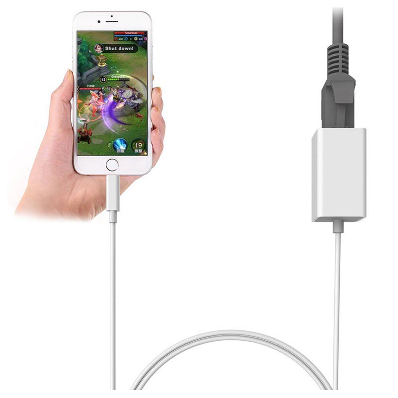 Lightning to RJ45 LAN Wired Network Adapter White
